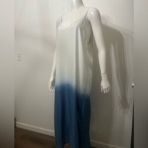 Pure Navy Sleeveless Ombre Slip Dress - White to Blue